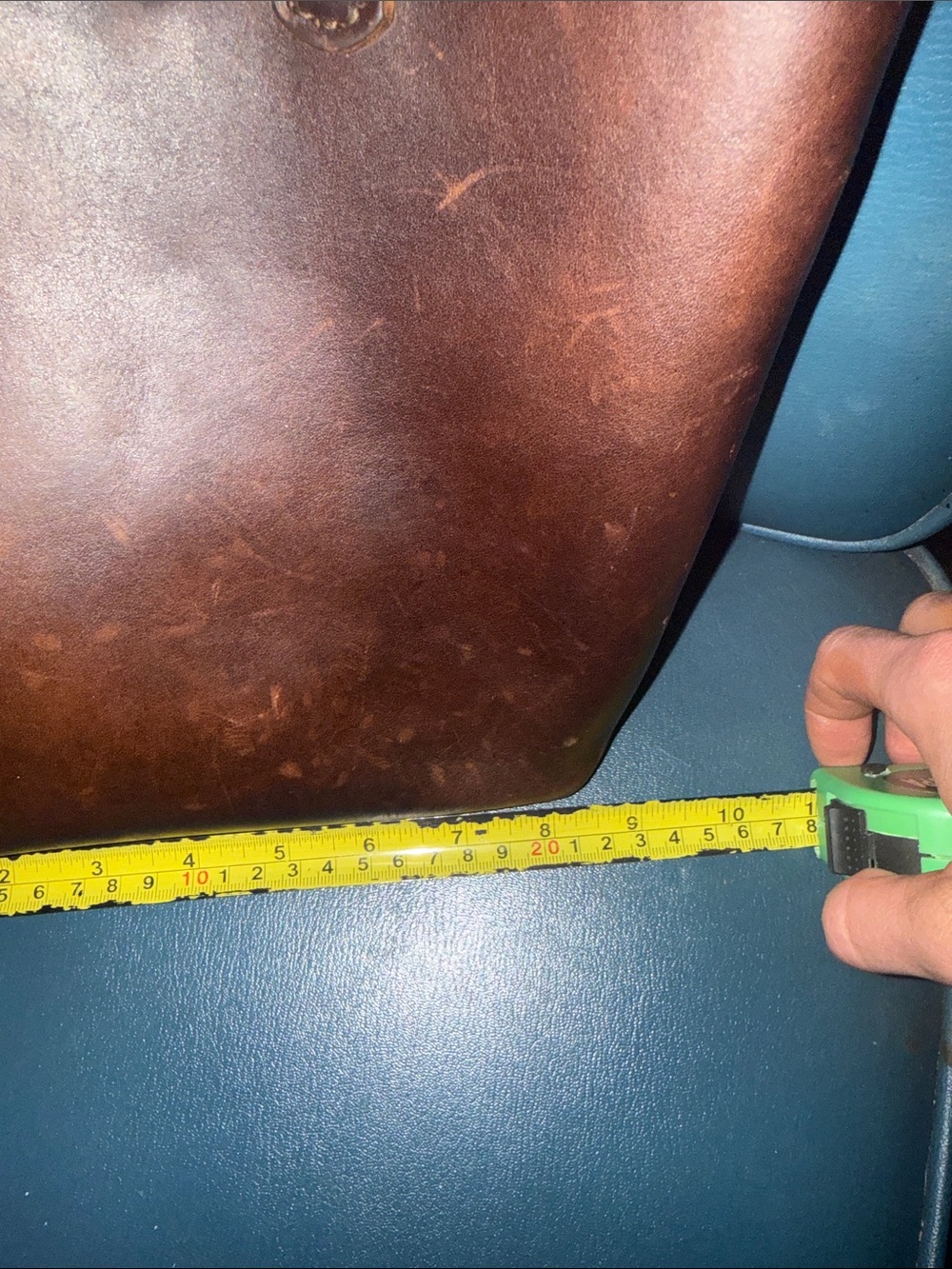 Portland Brown Leather Tote with Front Pocket and shoulder strap. - Picture 5 of 6
